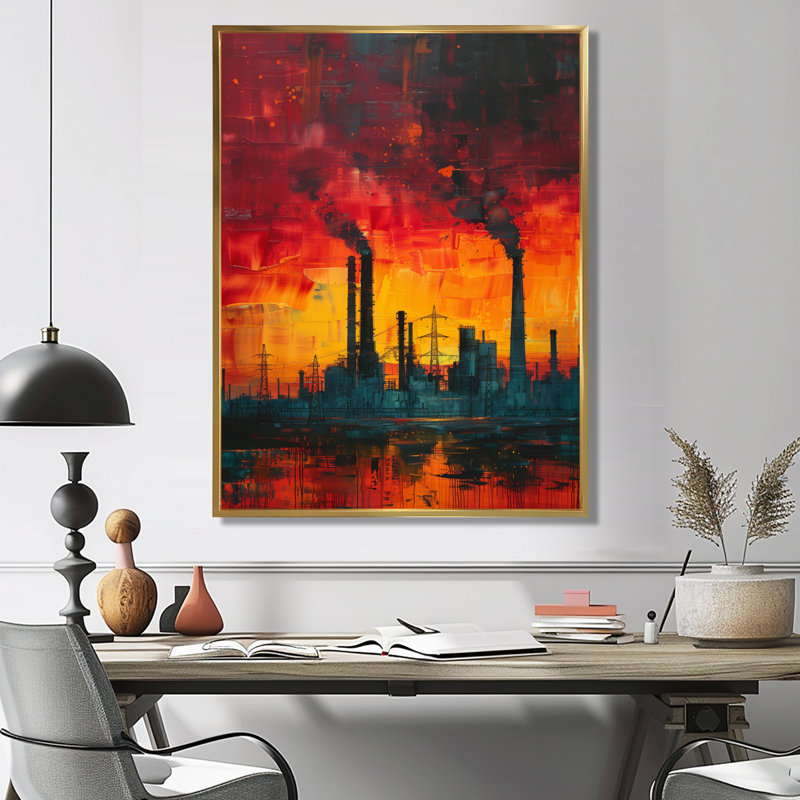 Décoration murale jaune et rouge à énergie solaire - Plantes électriques, Gold Floater Framed, H 24 po x l 32 po