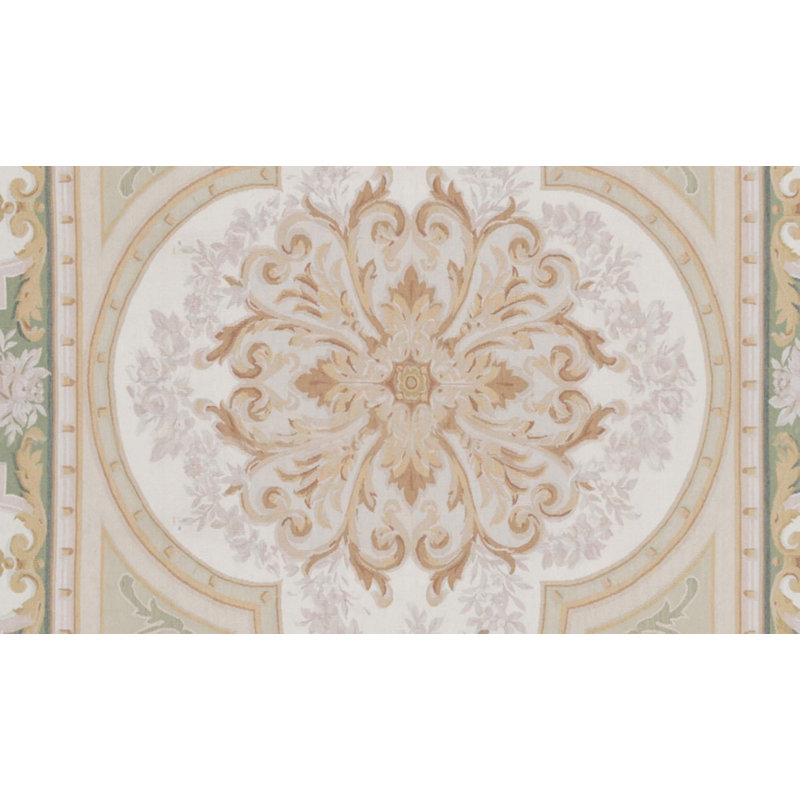 One-of-a-Kind Hand-Knotted 7'-11" X 10'-3" Wool GREEN / IVORY Area Rug