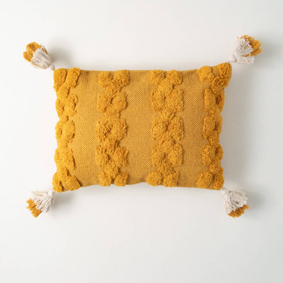 Mod Marigold Tassels Cotton Throw Pillow