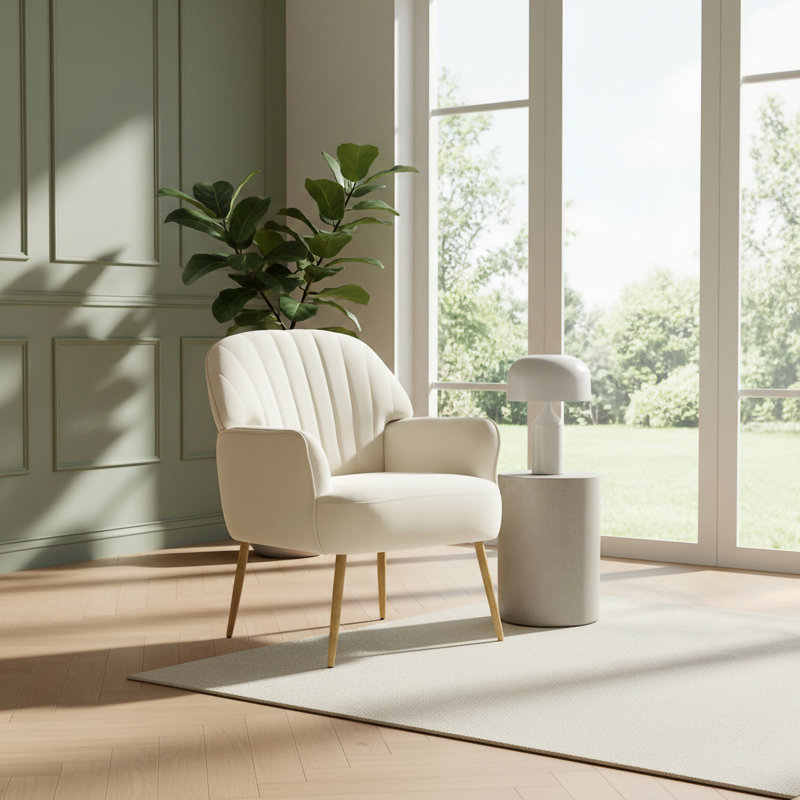 Fauteuil d'appoint en velours, Beige