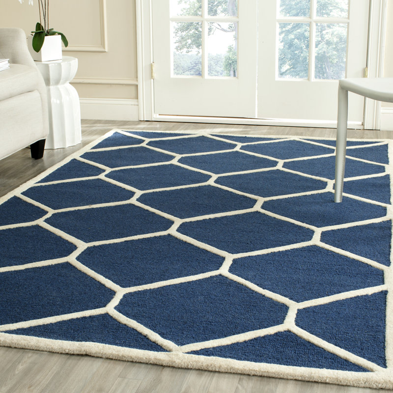 Sadowa Geometric Wool Hand Woven Area Rug, Rectangle 61 x 91 cm