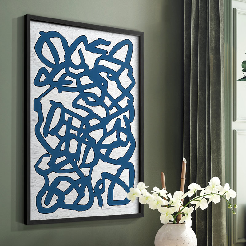 Abstrait, reproduction encadrée CL XXXVII - prêt à être accroché , H 10 po x l 8 po, Noir