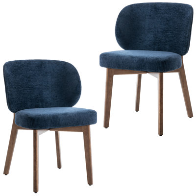 Chaise de salle à manger rembourrée, chaise d'appoint à oreilles en tissu, chaise de cuisine moderne sans accoudoirs avec pieds en bois massif