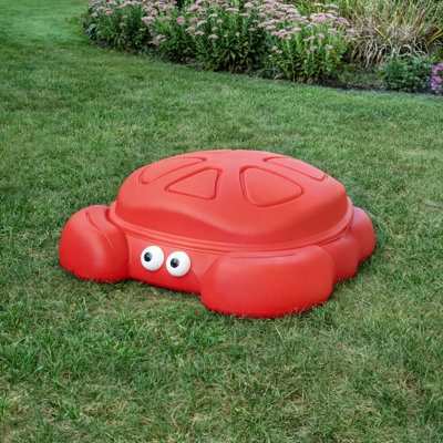 Step2 Crabbie Sandbox Plastic Toddler Outdoor Sand Box with Cover