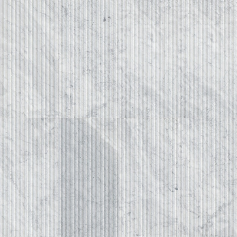 Flutelle 12 in. x 24 in. Concave Fluted Honed Marble Wall Tile, Carrara White