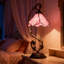 Lampe de table en verre teinté rose avec base en résine, 1 lumière