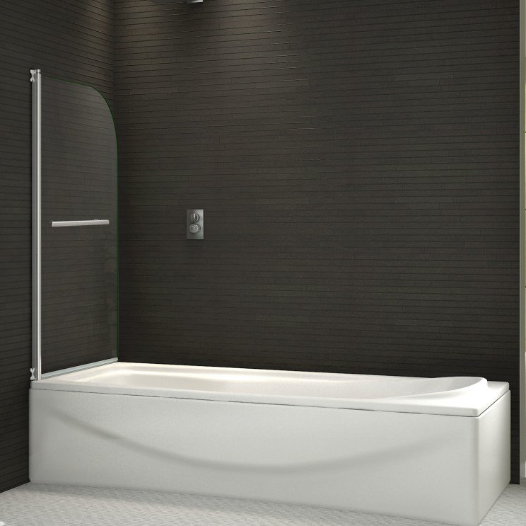 Nitu 800mm W x 1400mm H Frameless Tub Door with Glass