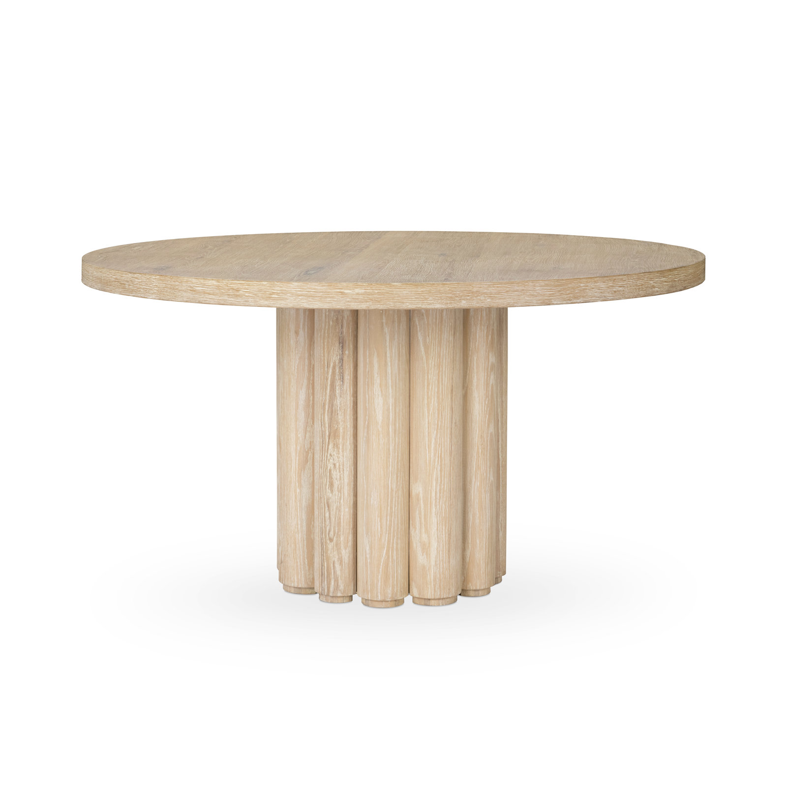 Vander Wood Round Dining Table, White Wash