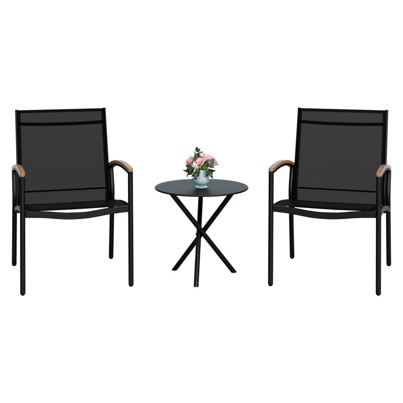 Analish 3-Piece Outdoor Conversation Set, Black