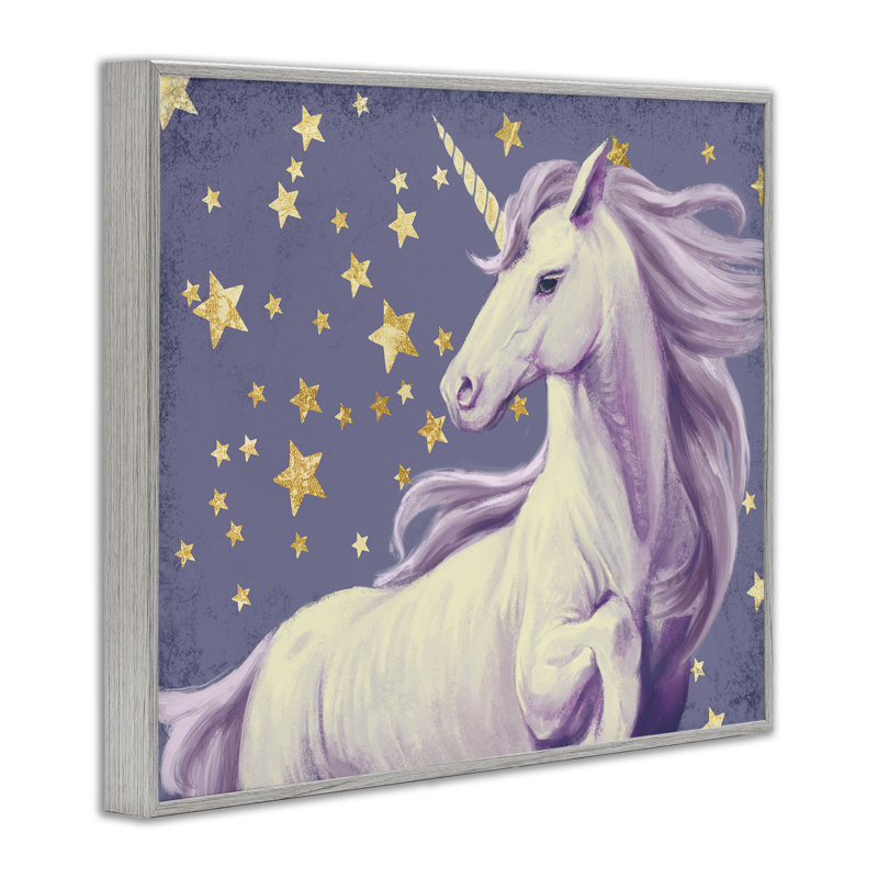 Licorne mauve dans la nuit étoilée, espace fantaisie par Ziwei Li - impression, Estampe numérique Farmhouse