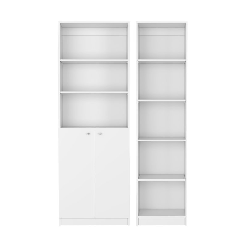 Ensemble de salon en cèdre 2 pièces avec 2 bibliothèques Illene, blanc