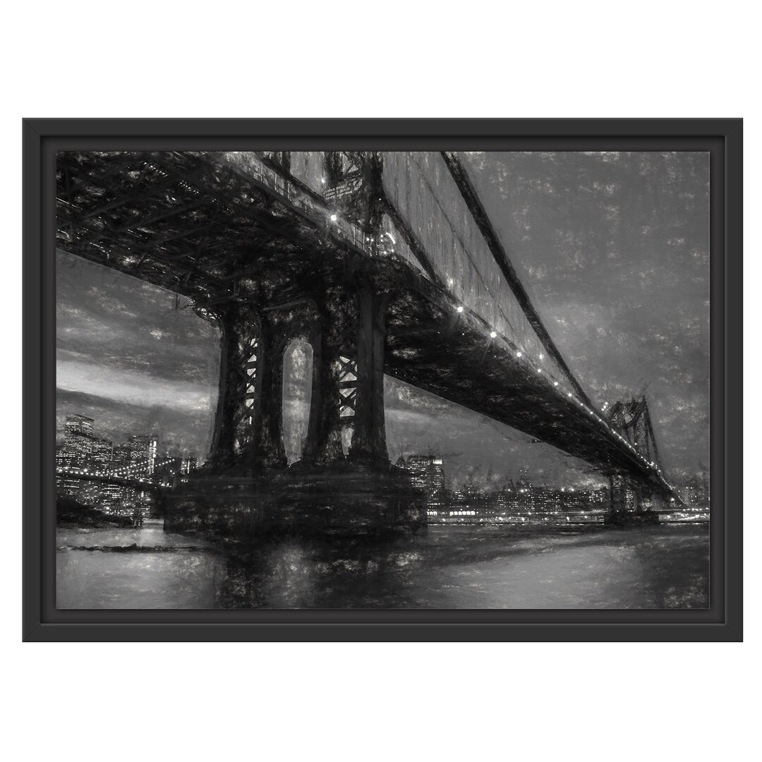 Gerahmtes Wandbild Manhatten Brücke New York Kunst