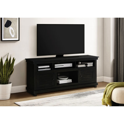 Meuble télé pour téléviseur à écran plat de 65 po avec deux tablettes ouvertes et six compartiments de style moderne en bois rugueux 60 69 Tvs