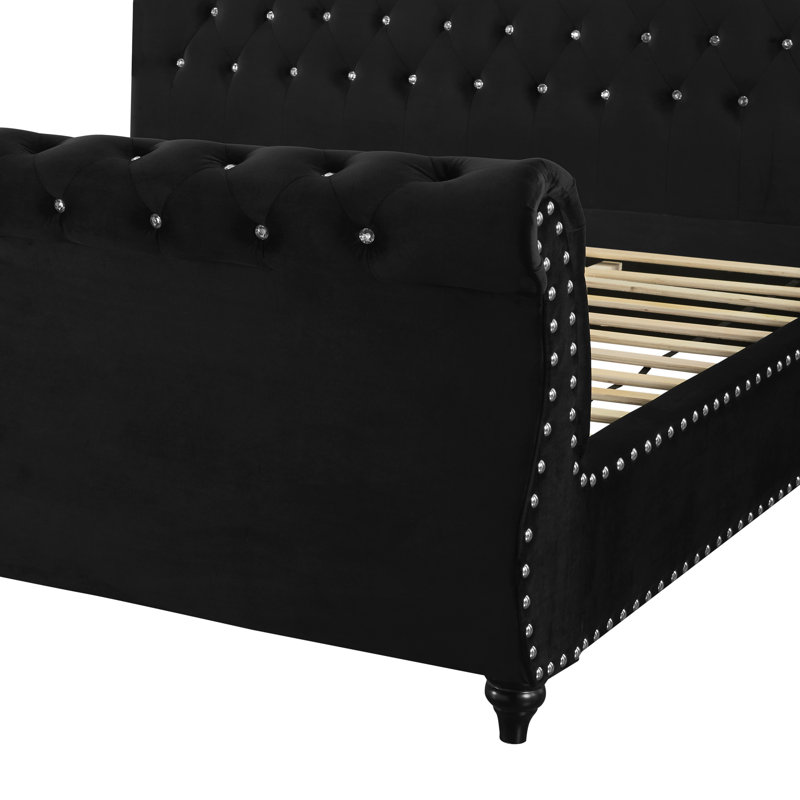 Lit-bateau tapissier Matos, Très grand, Noir