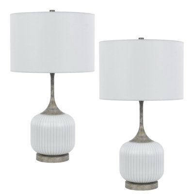 Metal and Glass Table Lamps 27" H Set of 2 with 3-Way Lighting