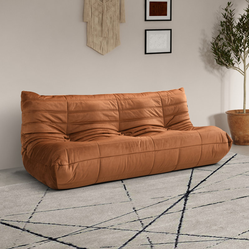Canapé en cuir végétalien 77,75 "Rachel, Velours cognac