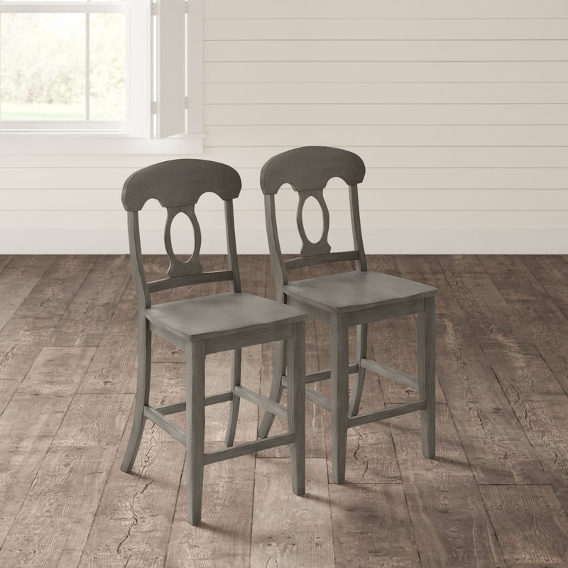 Beaufort Solid Wood Counter Stool, Antique Gray, Counter Stool (24.21” Seat Height)