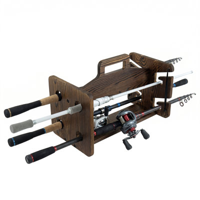 Solid Wood Portable Fishing Rod Rack