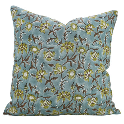 Fabdivine Nayab Handmade Linen Cushion Cover Artisan Block Print Decorative Pillow for Home Size-18X18
