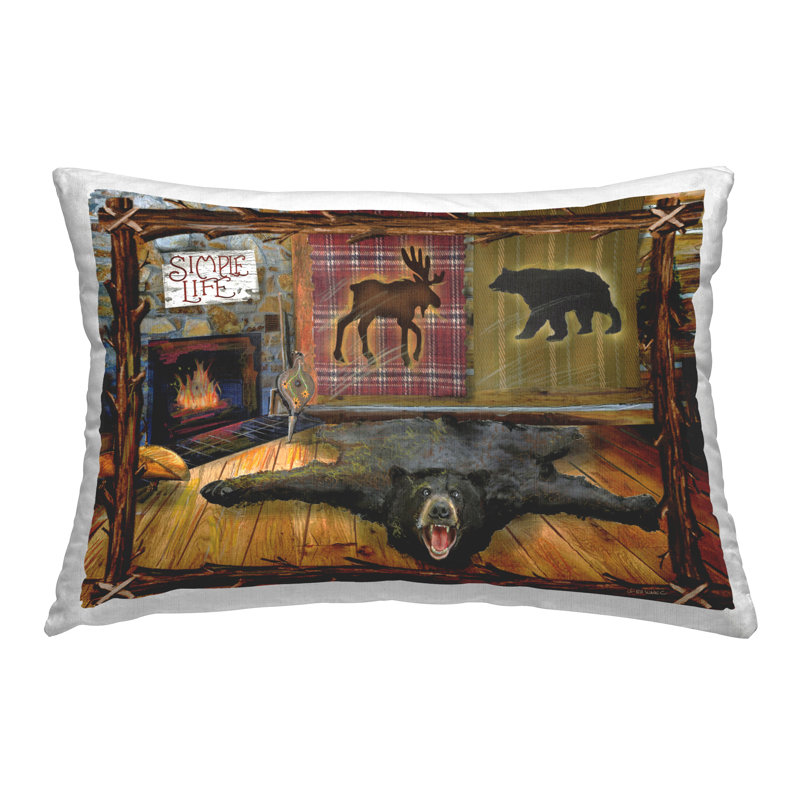 Rustic Cabin Interior Decorative Printed Throw Pillow Design by Ed Wargo