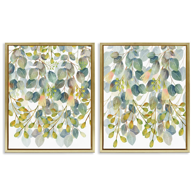 Ensemble de 2 cadres flottants Layered Ivy Botanicals, design par Marcus Prime, Cadre flottant métallique doré