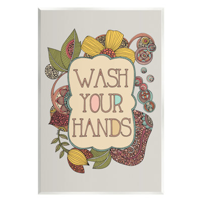 " Wash Your Hands Bathroom Sign Intricate Floral Details " by Valentina Harper