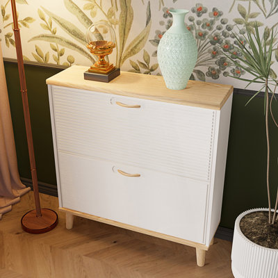 Accent Cabinet, Shoe Storage Cabinet, Narrow Shoe Rack Cabinet, Shoe Cabinet With 2 Flip Drawers