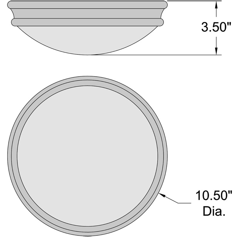 Anastajia - Plafonnier encastré - Abat-jour en verre opale, Bronze frotté à l'huile, H 3,5 po x l 10 po x P 10 po