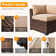 Caradog Wicker 6 - Person Patio Conversation Sets with Cushions Coffee Table and Fire Pit
