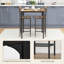 Ensemble de salle à manger à hauteur de comptoir 3 pièces en acier noir et brun élégant, table carrée avec deux tabourets pour petits espaces, style industriel
