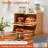 Double Layer Bamboo Bread Box For Kitchen Counter,Large Capacity Bread Storage Bin,Bread Container With Acrylic Wavy Door Panel (Natural, Medium)