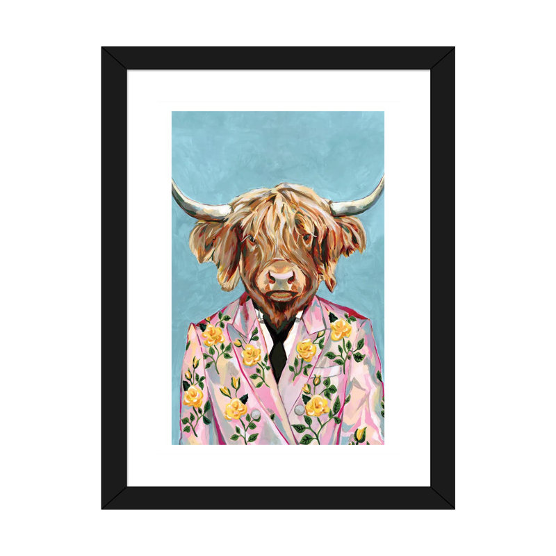 « Vache » par Heather Perry-impression, Papier encadré noir, Blanc, H 24 po x l 16 po x P 1 po