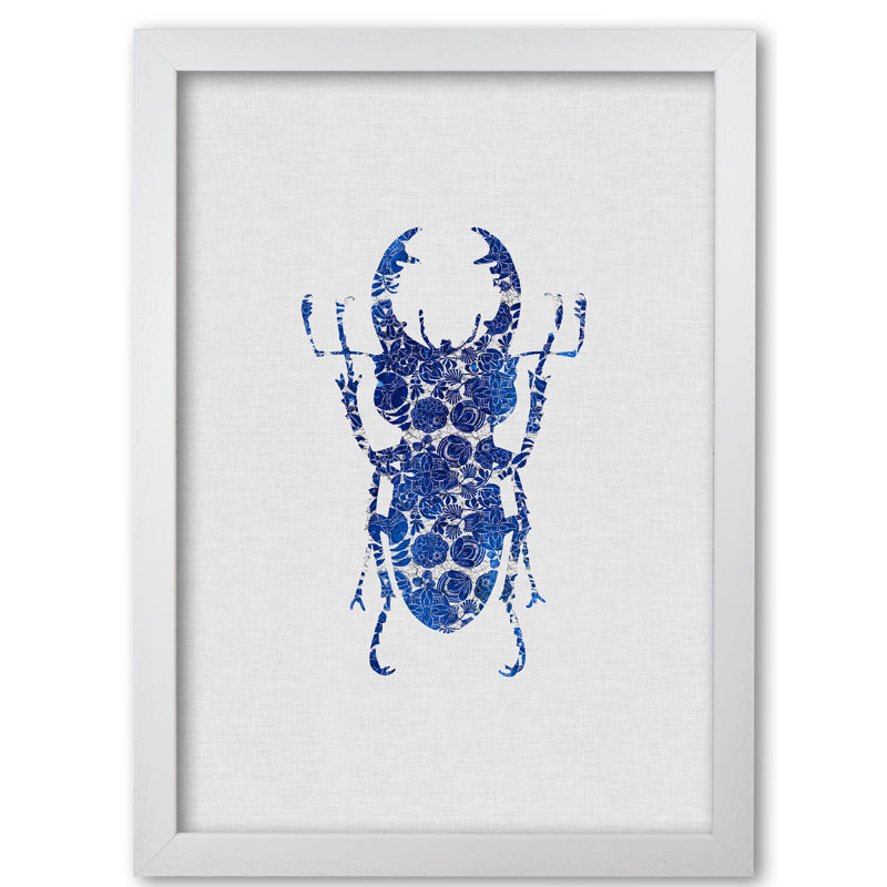 Blue Beetle III - Print, White Grain Frame, 42 cm H x 30 cm W x 5 cm D