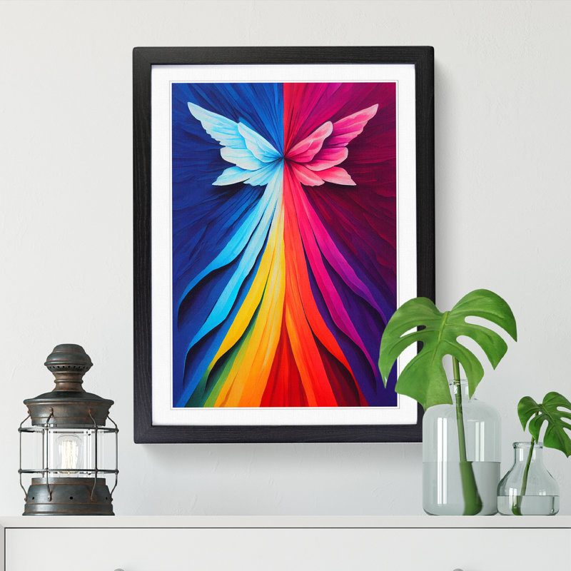 FRM-V0523-77X Angel Crayon - Single Picture Frame Print, 46cm H x 34cm W x 2cm D, Black Framed