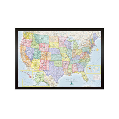 Magnetic Travel Map 33x22 - Ocean Blue
