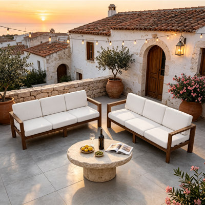 Outdoor Solid Wood Patio Sofa