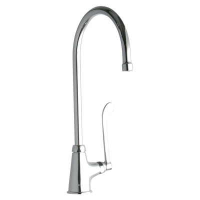 Single Hole with Single Control Faucet with 8" Gooseneck Spout 6" Wristblade Handle Chrome