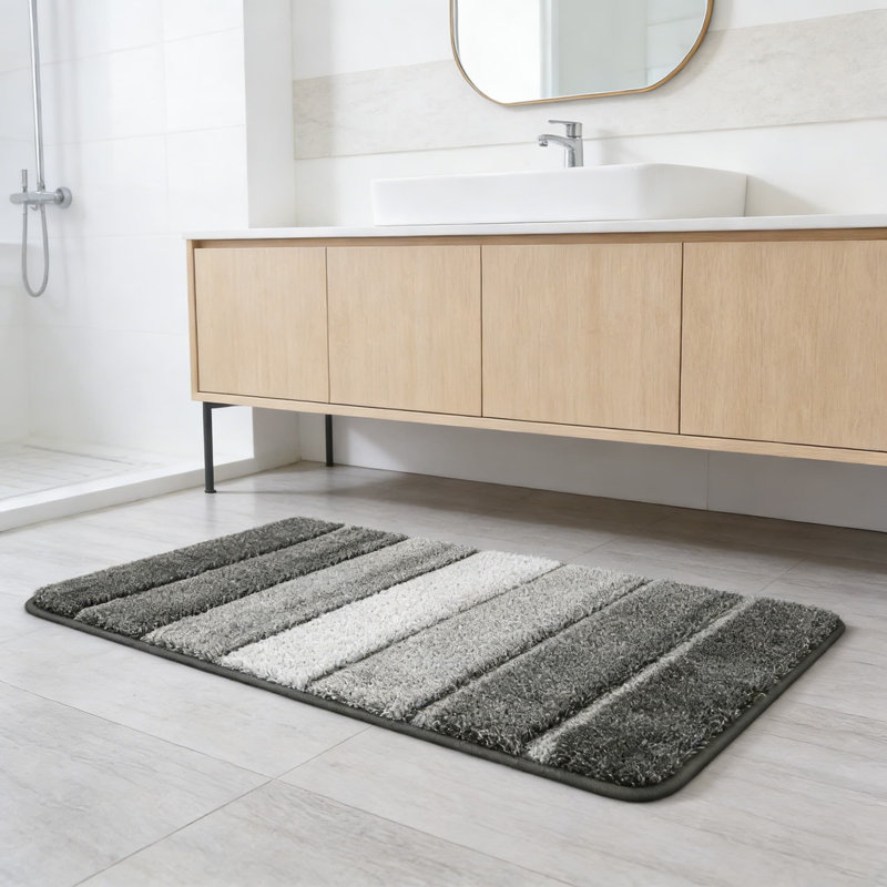 Tapis de salle de bain doux avec envers antidérapant, tapis de bain à poils longs absorbant et à séchage rapide, lavable à la machine pour le plancher de la salle de bain