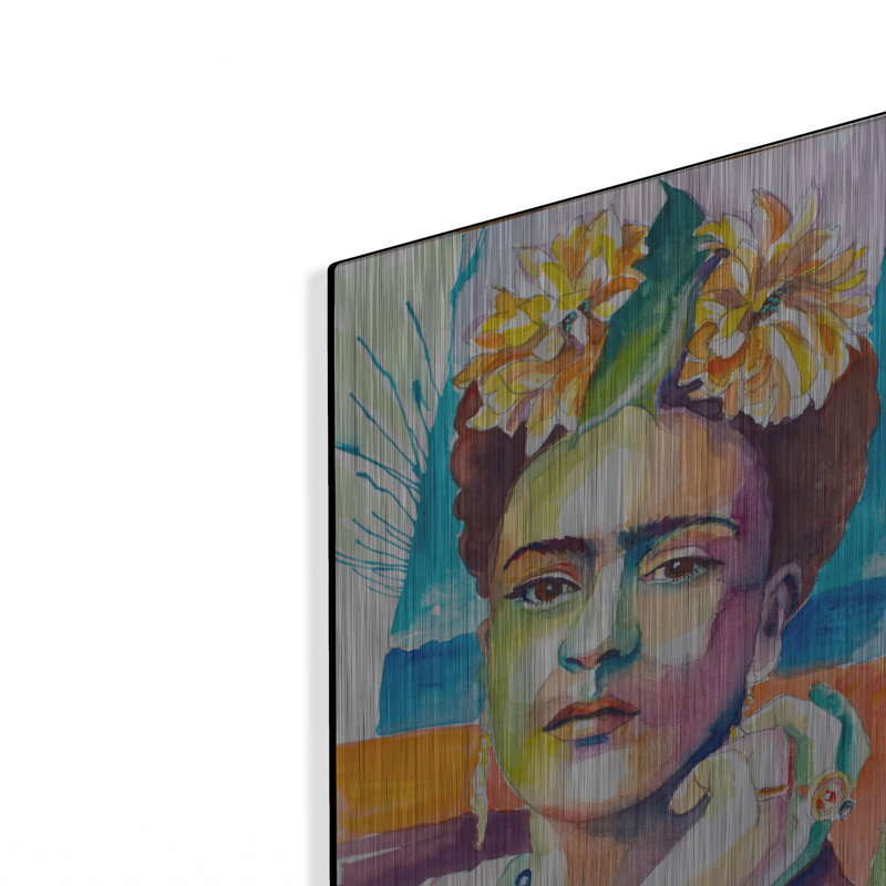 «Frida with Mums» par St. Hilaire Elizabeth, art mural en métal, H 16 po x l 12 po