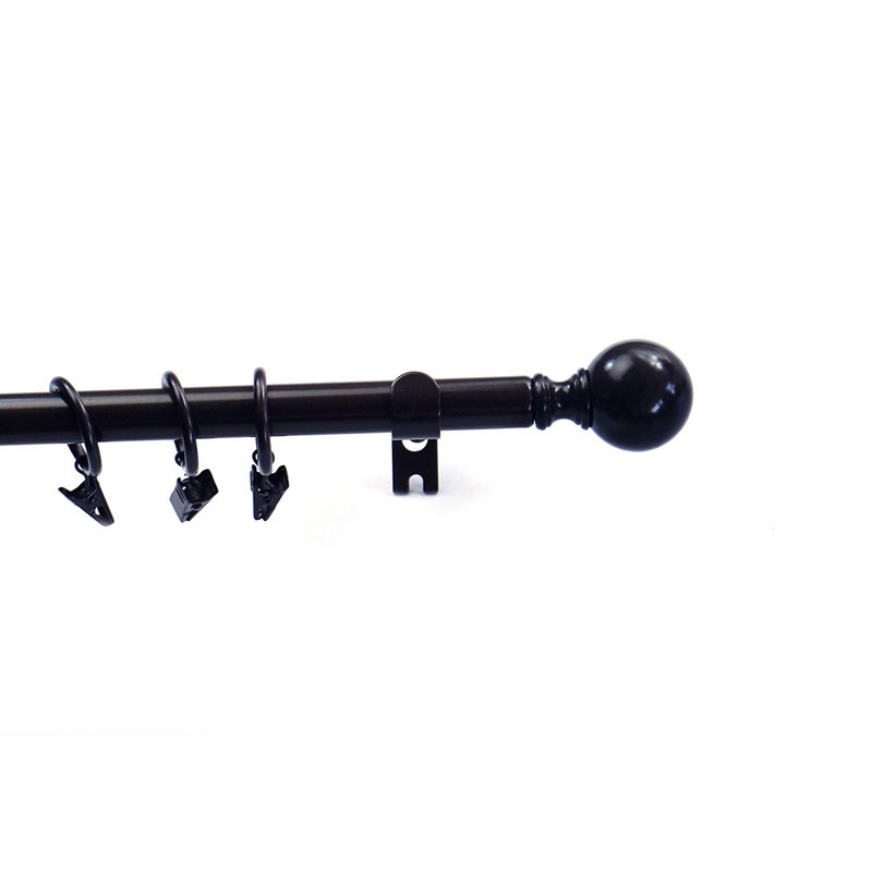 Tringle à rideaux simple ajustable Plante Ball, Noir, H 0,625 po x l 120 po x P 0,625 po