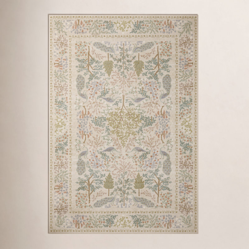 Tapis crème Rifle Paper Co. x Loloi, Rectangle 5 pi x 7 pi 6 po