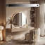 Miroir de salle de bain demi-lune éclairé en cristal avec luminosité réglable, modes DEL à 3 couleurs et base en fer stable