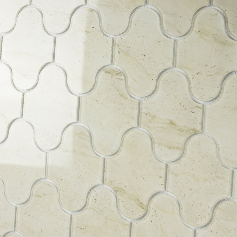 Carreau de mosaïque en verre 4 po x 5 po Tuscan Design Swag Waterjet