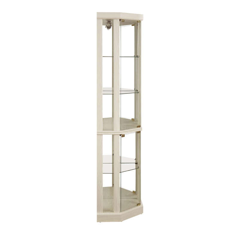 Lighted Corner Curio Cabinet - Elegant Glass Display Case With Adjustable Shelves And Built-In Lighting For Living Room & Bar Storage