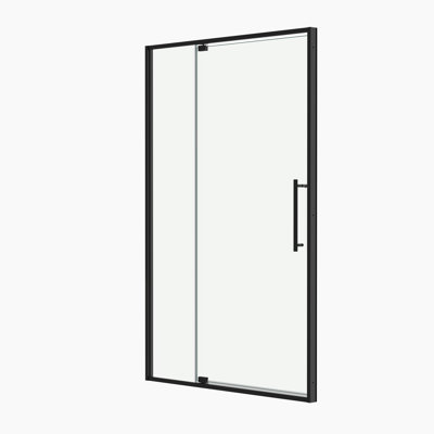 74"H Pivot Shower Door 50 - 54"W With 5/16" Tempered Glass And Matte Black Finish, Open Outside At 105 Degrees, Rotating Shaft Automatic Rebound, Quick Setup, 4 Inch Adjustment Span, 304 Stainless