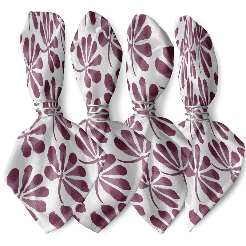 Chalis Polyester Floral Square Napkin, Purple
