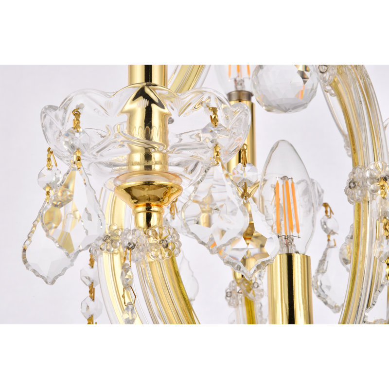 Lustre classique unique à 4 lumières Stockard, Or / cristal (transparent) / coupe royale