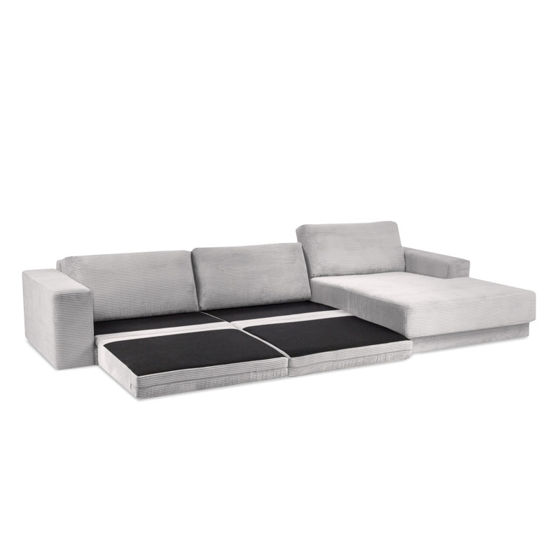 Donatella 6 Seater Sofa Bed, Right Hand Facing, Light Grey Corduroy
