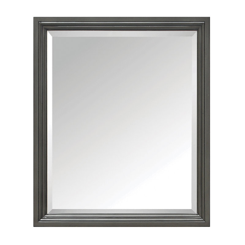 Magruder Wood Rectangle Wall Mirror, Charcoal Glaze, 33" H x 28" W