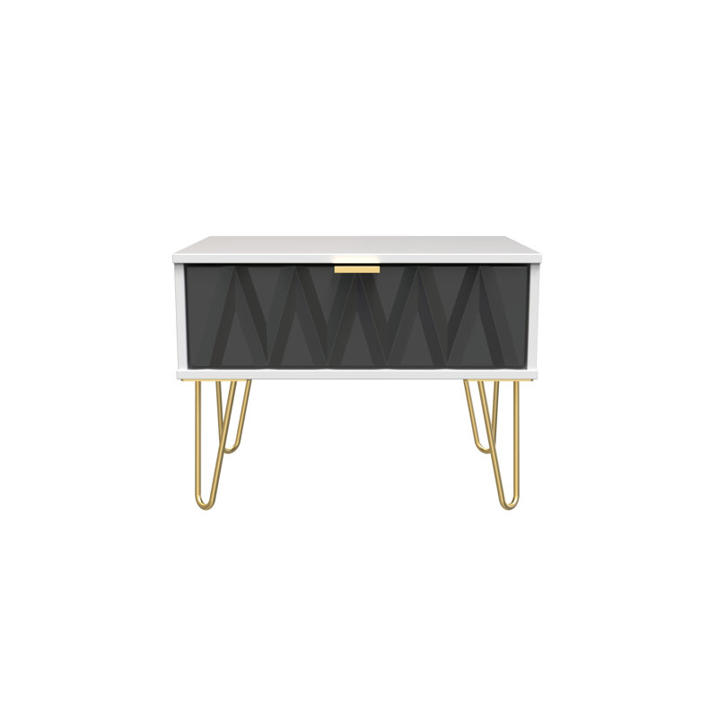 Baturhan 58cm W Manufactured Wood Bedside Table, Graphite/White